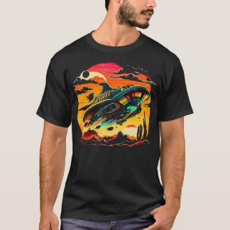 Retro Ufo Encounter - Majestic Spaceship Soaring O T-Shirt