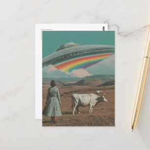Retro UFO over the Cow Pasture Postcard