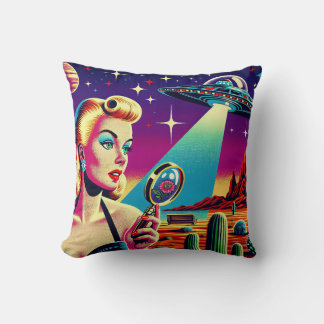 Retro UFO Pin-Up T-Shirt  Cushion
