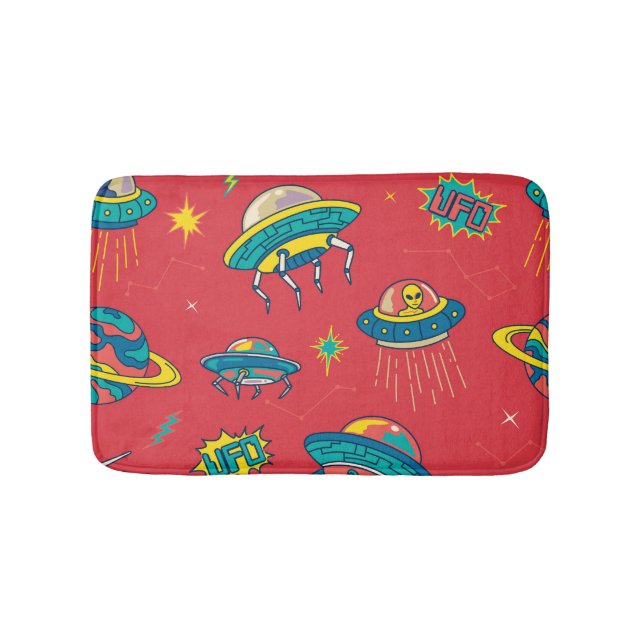 Retro UFO Space Invaders Bath Mat (Front)