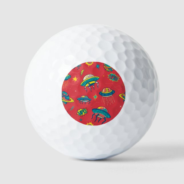 Retro UFO Space Invaders Golf Balls (Front)