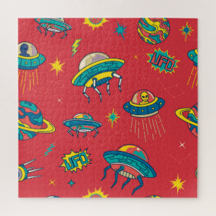 Retro UFO Space Invaders Jigsaw Puzzle