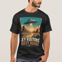 Retro UFO Western Desert Landscape Vintage