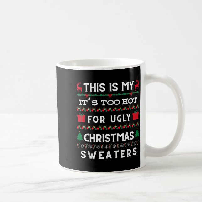 Retro Ugly Christmas Sweater Candy Cane Tree Vibes Coffee Mug (Right)