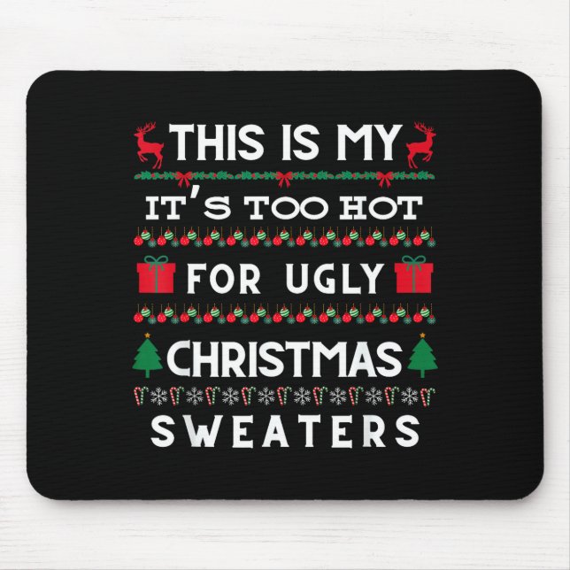 Retro Ugly Christmas Sweater Candy Cane Tree Vibes Mouse Mat (Front)