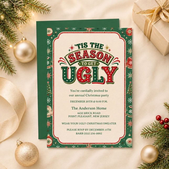 Retro Ugly Christmas Sweater Party Invitation (Retro Ugly Christmas Sweater Party Invitation)