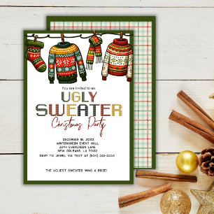 Retro Ugly Sweater Christmas Party Invitation