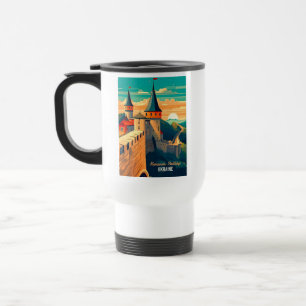 Retro Ukraine Castle Sunrise Wanderlust Travel Mug
