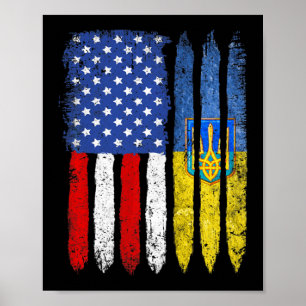 Retro Ukraine Flag Vintage American Flag Ukrainian Poster