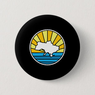 Retro Ukraine Sunset 70s Stained Gl Design 6 Cm Round Badge