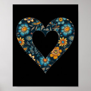 Retro Ukrainian Style Floral Pattern Ukraine Heart Poster