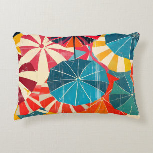 Retro Umbrella Rainy Day Pop Art Decorative Cushion