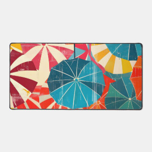 Retro Umbrella Rainy Day Pop Art Desk Mat