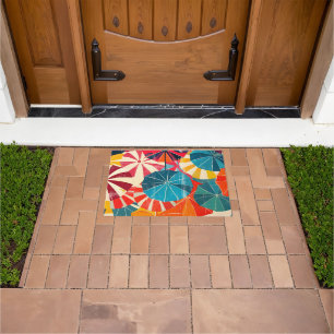 Retro Umbrella Rainy Day Pop Art Doormat