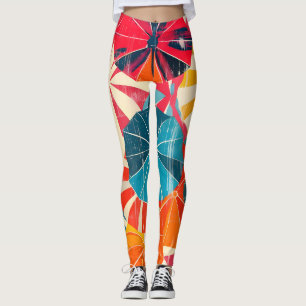 Retro Umbrella Rainy Day Pop Art Leggings