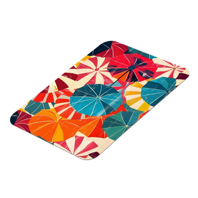 Retro Umbrella Rainy Day Pop Art Magnet (Left Side)