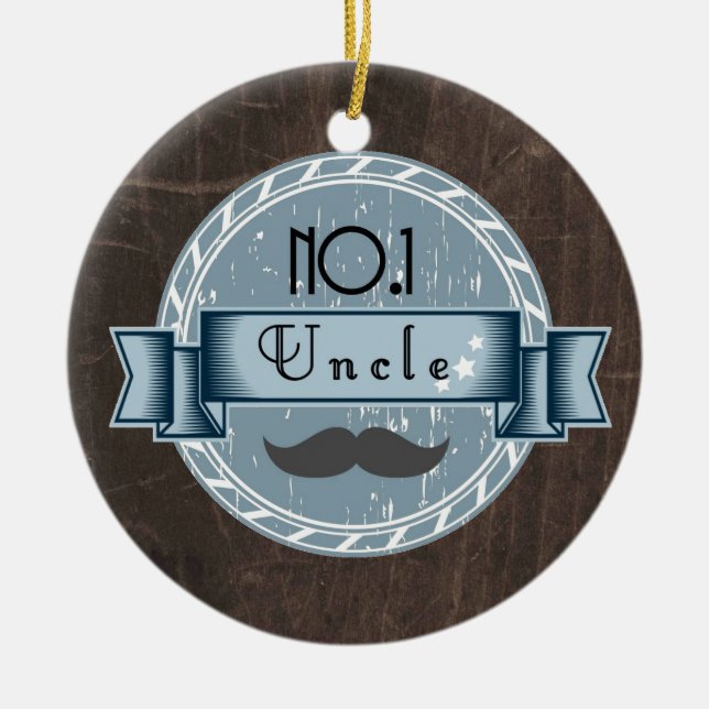 Retro UNCLE award Ceramic Tree Decoration (Front)