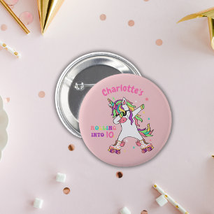 Retro Unicorn Roller Skating Birthday 6 Cm Round Badge