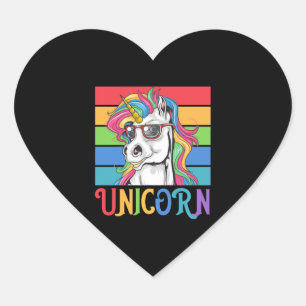 Retro Unicorn with Sunglasses-gift for unicorn Heart Sticker