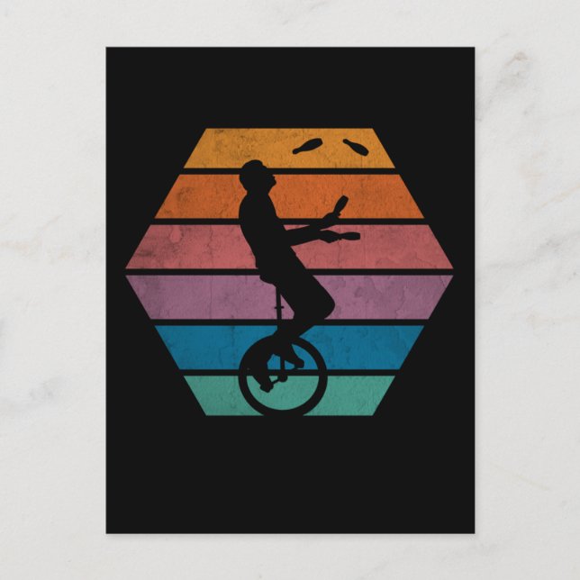 Retro Unicycle Juggling Circus Artist Juggler Postcard (Front)