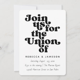 Retro Union Black and White Wedding Invitation