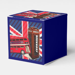 Retro Union Jack London Bus red telephone booth Favour Box