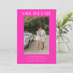 Retro Unique Hot Pink Art Deco Photo Wedding Save The Date