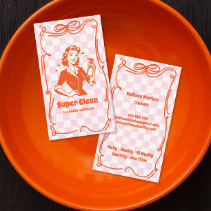 Retro Unique Maid House Cleaning Services Business Card