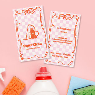 Retro Unique Maid House Cleaning Services Business Card