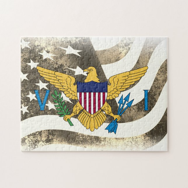 Retro United States and Virgin Islands Flag USVI Jigsaw Puzzle (Horizontal)