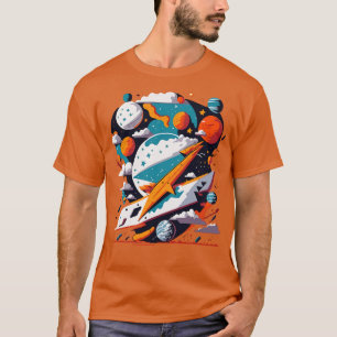 Retro Universe Vibrant T Graphic with Aggressive R T-Shirt