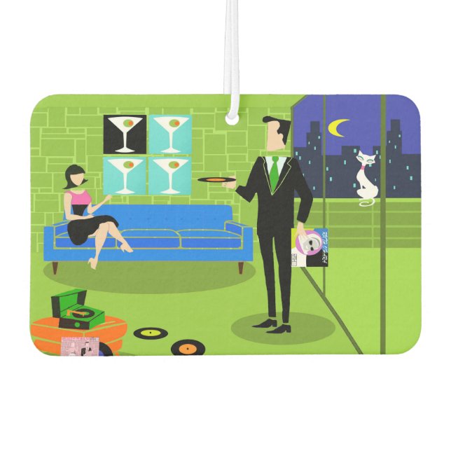 Retro Urban Cartoon Couple Air Freshener (Front)