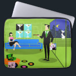 Retro Urban Cartoon Couple Computer Bag<br><div class="desc">This Retro Urban Cartoon Couple Computer Bag features the cartoon drawing of an elegantly decorated penthouse apartment, overlooking a city skyline. The apartment features a green floor and a green brick wall. On the wall are four Classic Movie Martini Stretched Canvas Prints, also available from StrangeLittleOnion's Zazzle store (hint, hint!)....</div>