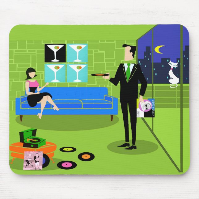 Retro Urban Cartoon Couple Mousepad (Front)