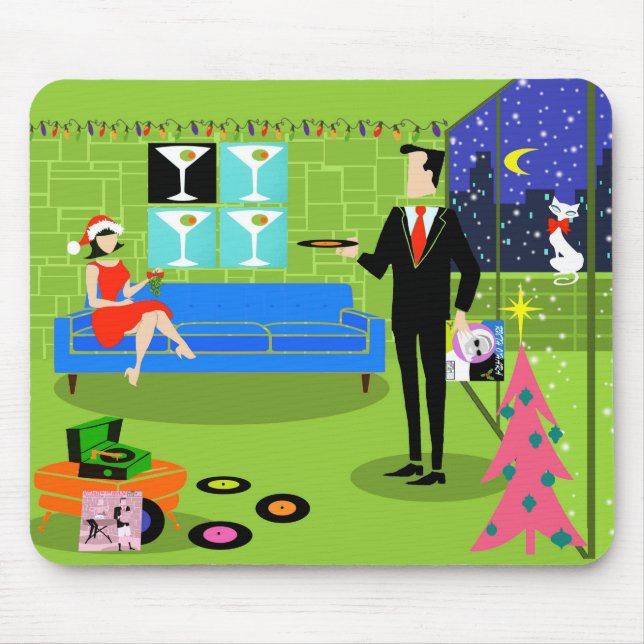 Retro Urban Christmas Couple Mousepad (Front)