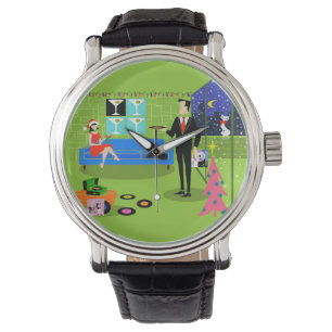 Retro Urban Christmas Couple Watch