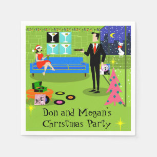 Retro Urban Christmas Party Disposable Napkins