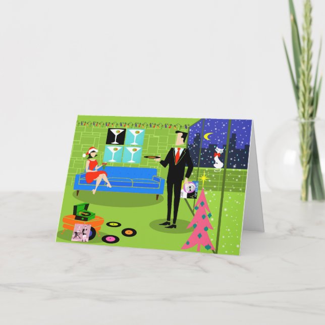 Retro Urban Couple Christmas Card (Front)