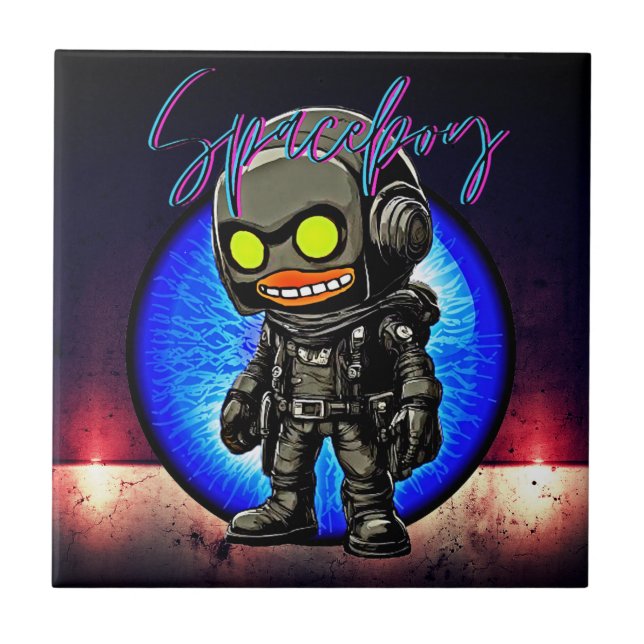 Retro Urban Steampunk Aesthetic - Spaceboy Fantasy Tile (Front)