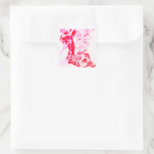 Retro Urban Street Red Watercolor Art Square Sticker