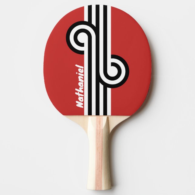 Retro Urban Zebra Loop with Name Ping Pong Paddle (Front)