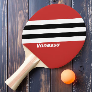 Retro Urban Zebra Stripes with Name Ping Pong Paddle