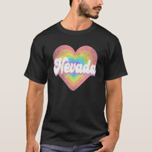 Retro Us Citizen America State Heart Love Nevada T-Shirt