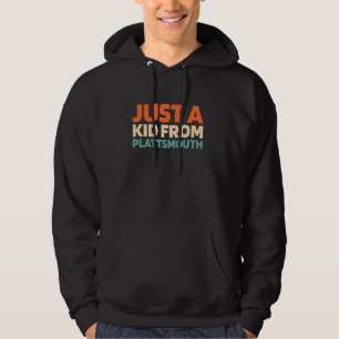 Retro Us City American Just A Kid From Nebraska Pl Hoodie