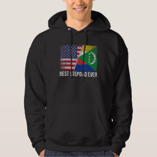 Retro Us Comoros Flag Best Stepdad Ever Father's Hoodie