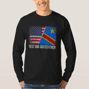 Retro Us Congo Flag Best Big Sister Ever  Mother's T-Shirt