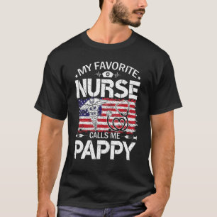 Retro Us Flag My Favourite Nurse Calls Me Pappy Fa T-Shirt