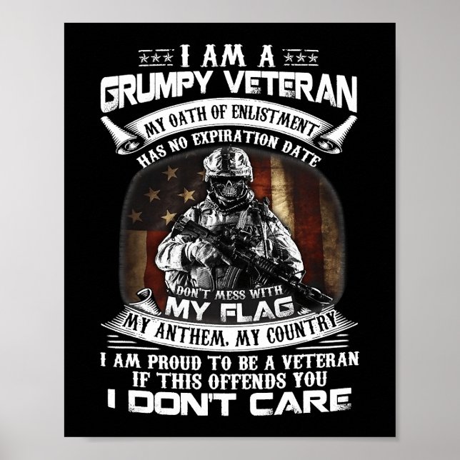 Retro US Flag Veteran Day Dont Mess With My Flag P Poster (Front)
