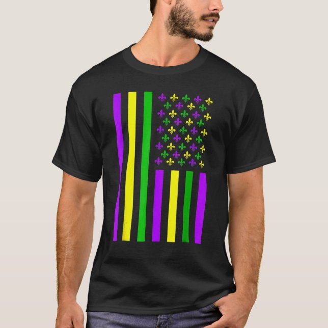 Retro US Mardi Gras Flag Mardi Gras American Men W T-Shirt (Front)