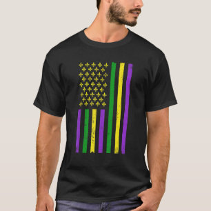 Retro US Mardi Gras Flag Mardi Gras American Men W T-Shirt